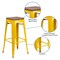 Merrick Lane Dalton Series Backless Metal Dining Stool with Wooden Seat for Indoor Use